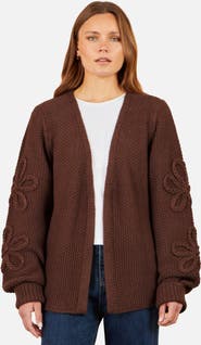 Yumi Knitted Flower Detail Sleeve Cardigan