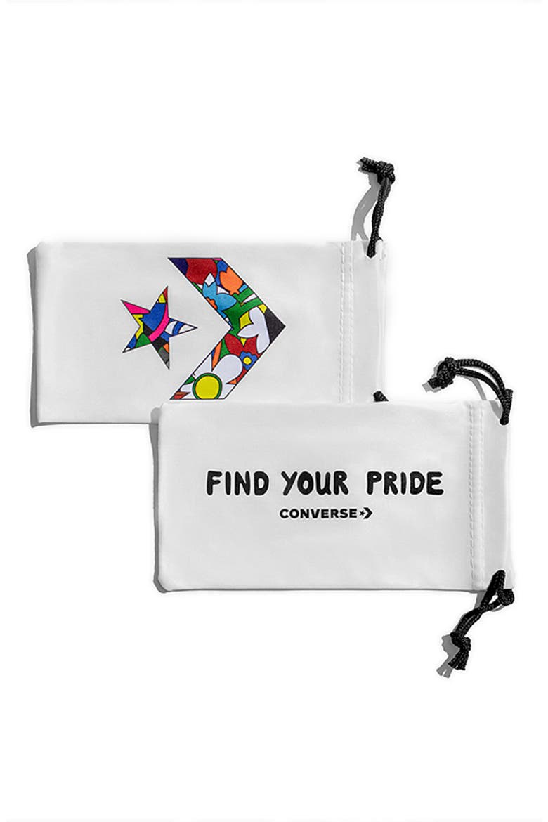 Pride Stand Proud 57mm Mirrored Sunglasses, Alternate, color, CRYSTAL CLEAR SOLID SMOKE LENS