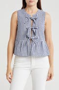 Vigoss Gingham Tie Front Top