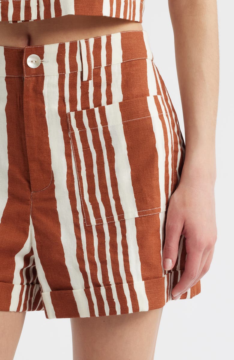 Cleobella Niko Stripe Cotton & Linen Shorts, Alternate, color, Vecchio Stripe Print