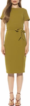 Alexia Admor Zyra Short Sleeve Tie Waist Sheath Dress