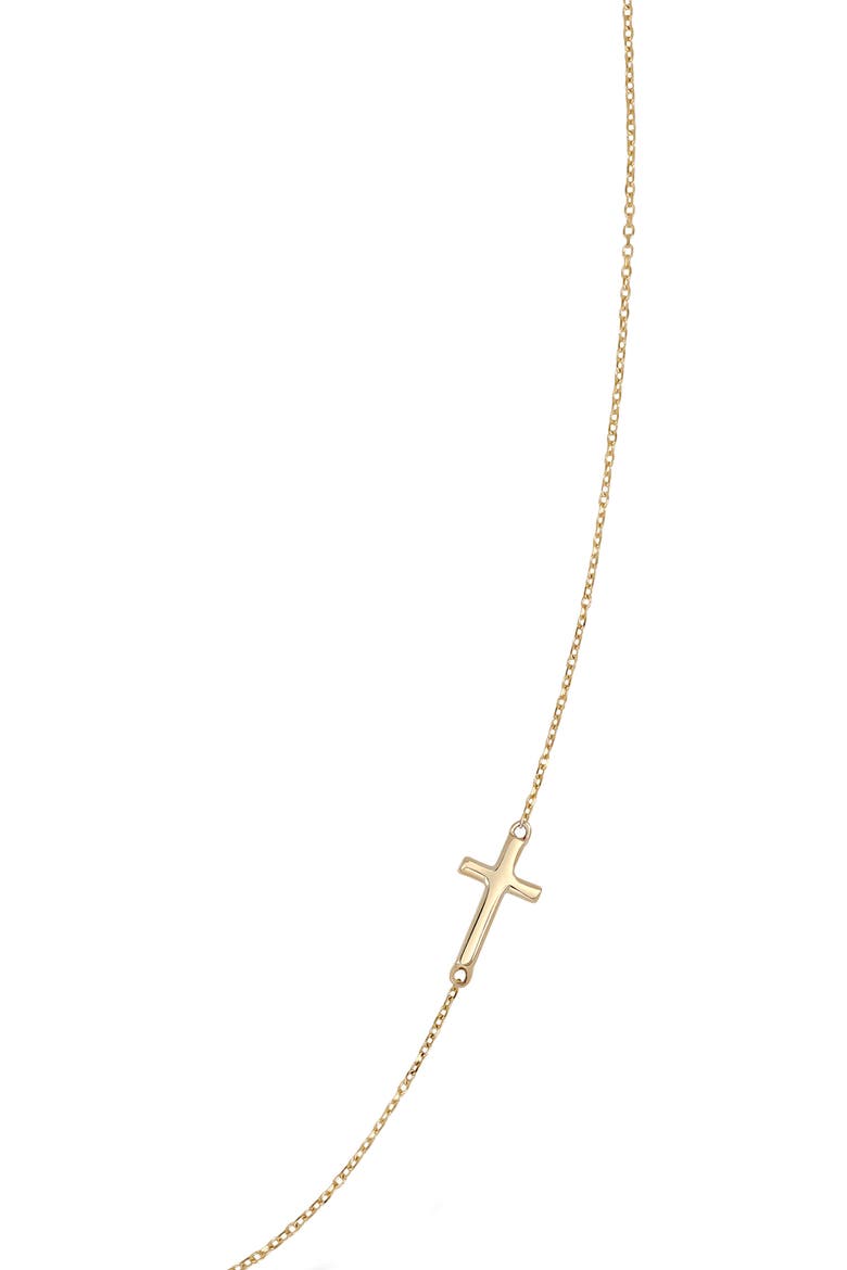 Sideways 14K Gold Cross Pendant Necklace, Alternate, color, YELLOW