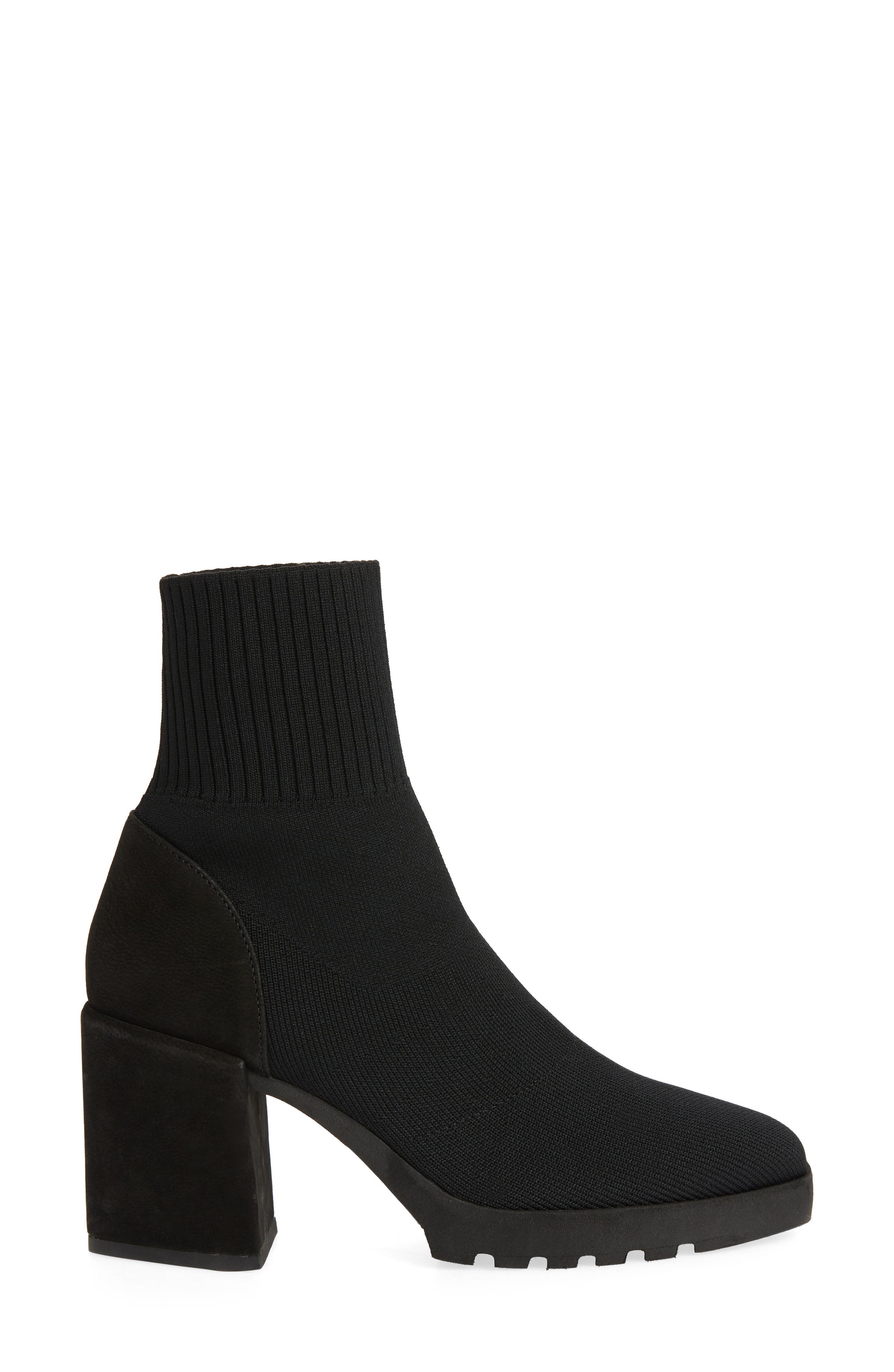 Eileen Fisher Spell Stretch Knit Bootie, Alternate, color, Black