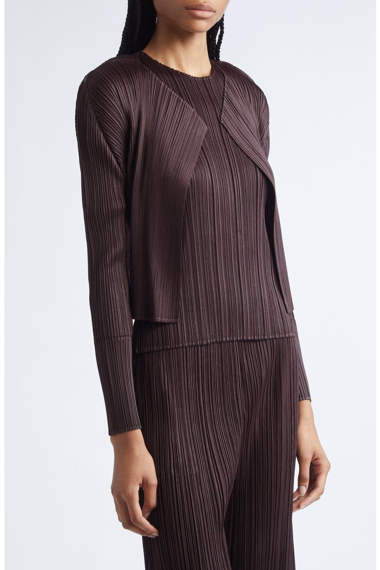 Monthly Colors July Pleated Open Front Cardigan, Alternate, color, DARK BROWN