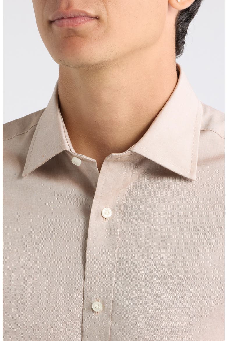 Modern Fit Spread Collar Solid Dress Shirt, Alternate, color, CHESTNUT