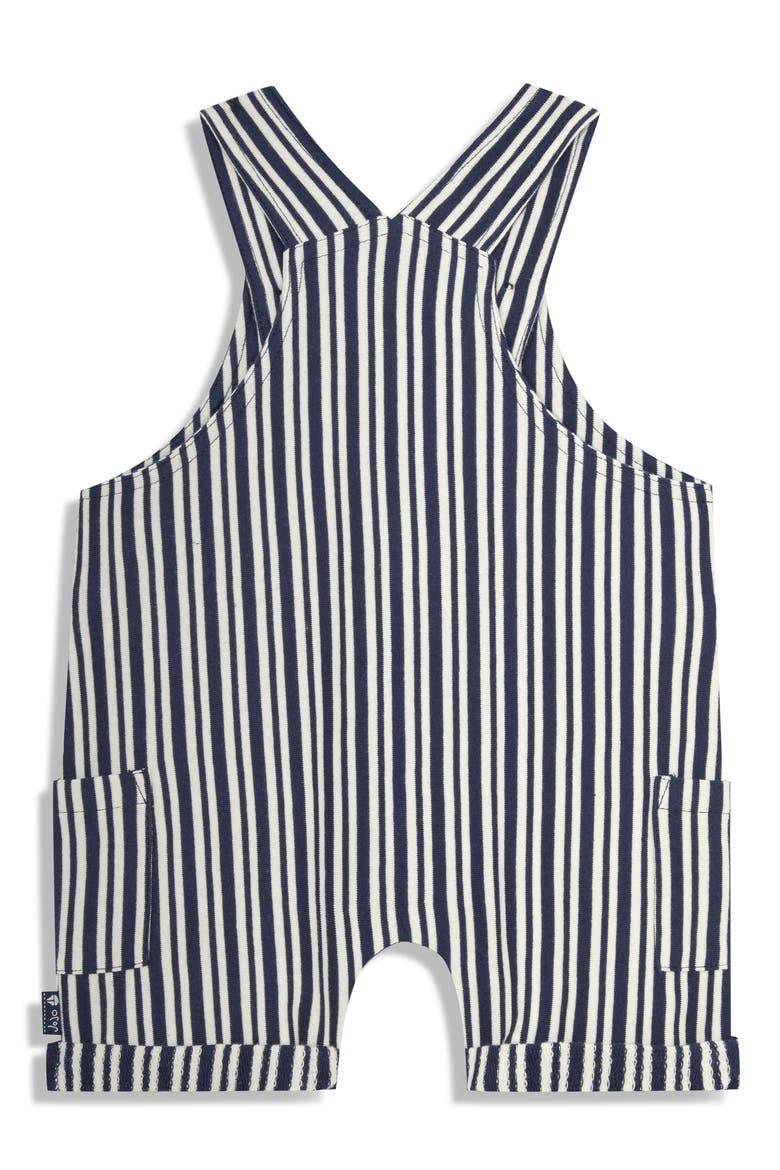 Cotton T-Shirt & Stripe Overalls Set, Alternate, color, NAVY