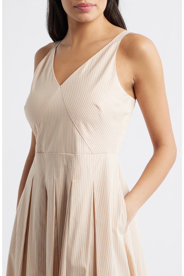 V-Neck Midi Dress, Alternate, color, KHAKI NATURAL
