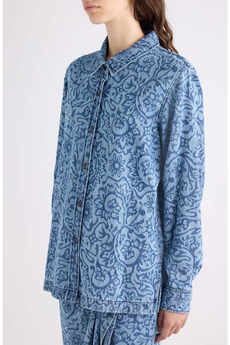 Cheers Lasered Denim Shirt, Alternate, color, BLUE