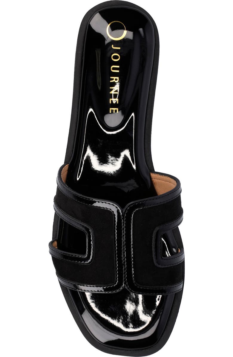Journee Collection Primah Slide Sandal, Alternate, color, Black Patent