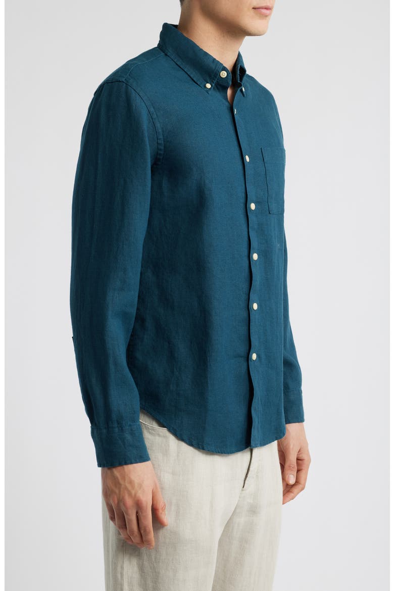 Playa Linen Button-Down Shirt, Alternate, color, DUSK