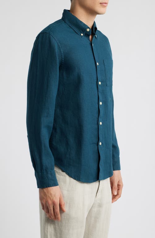 Alex Crane Playa Linen Button-down Shirt In Dusk