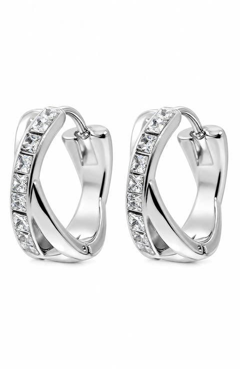 Cubic Zirconia Huggie Hoop Earrings