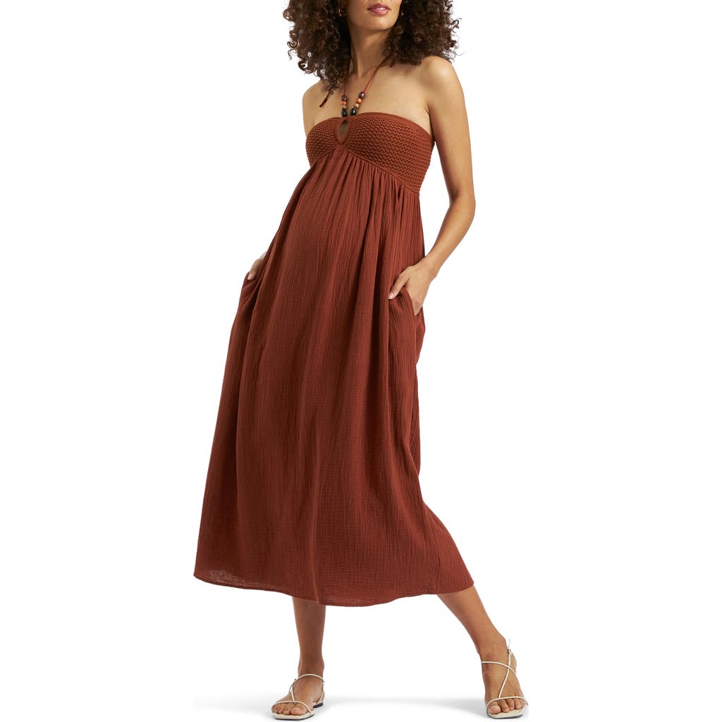 RIPE MATERNITY RIPE MATERNITY EVIE HALTER MATERNITY MAXI DRESS