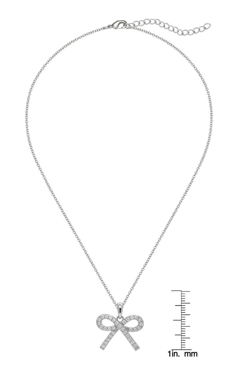 Lily Nily Kids' Pavé Cubic Zirconia Bow Pendant Necklace, Alternate, color, Silver