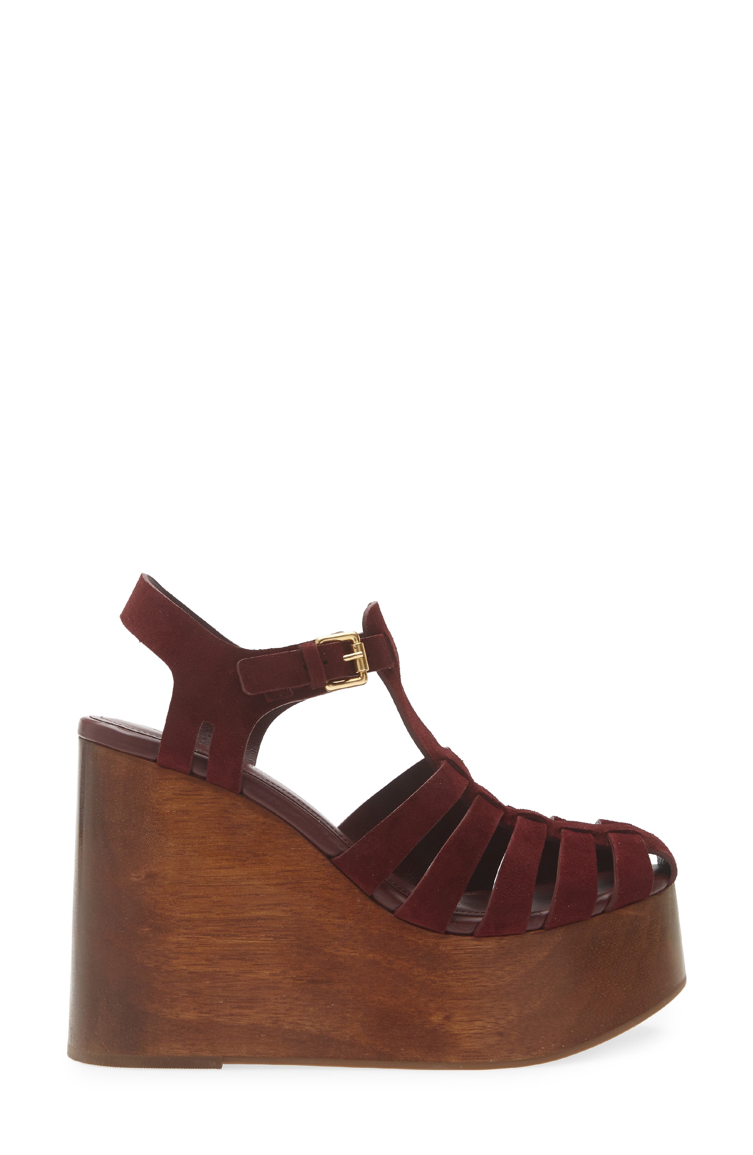 Slingback Platform Wedge Fisherman Sandal, Alternate, color, MERLOT