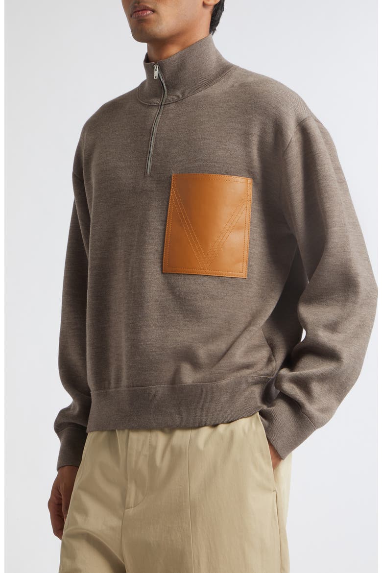 Oversize Double Knit Wool Quarter Zip Sweater, Alternate, color, 2185 MILK CHOCOLATE