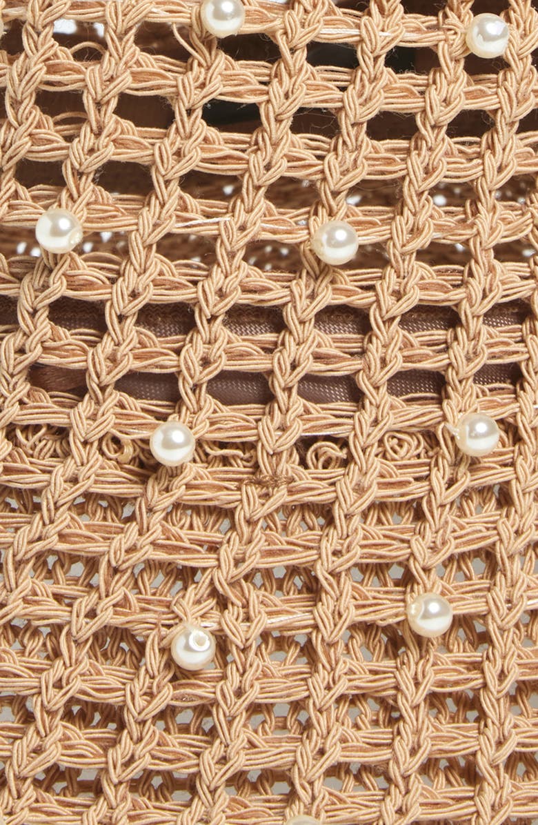 Lele Sadoughi Open Weave Straw Hat with Faux Pearls, Alternate, color,