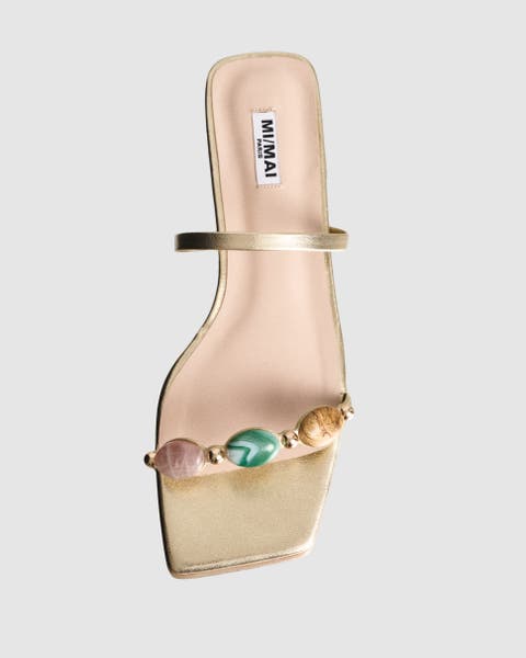 Thetis Cabochon Embellished Flat Mules