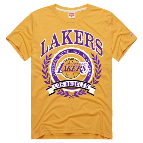 Unisex Homage Gold Los Angeles Lakers Crest Tri-Blend T-Shirt