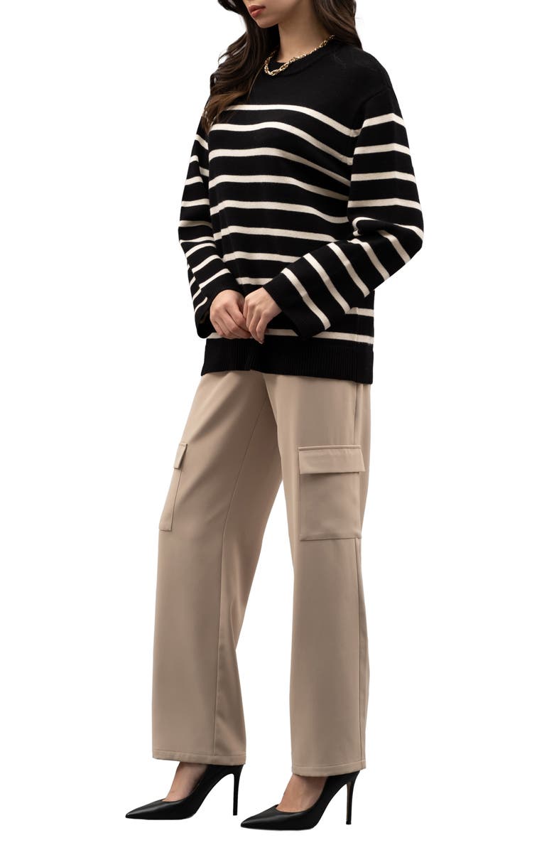 Blu Pepper Stripe Knit Pullover, Alternate, color, Black