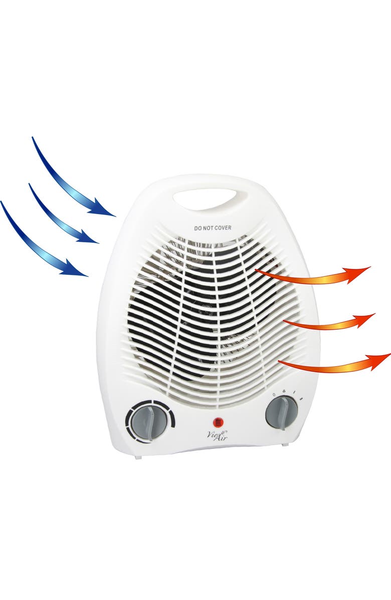 Vie Air 1500W Portable 2 Settings White Office Fan Heater with Adjustable Thermostat, Alternate, color, White