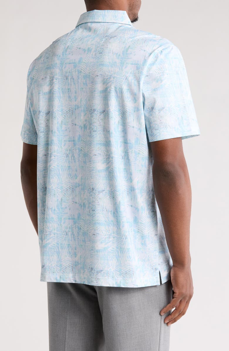 Bugatchi Victor Floral Print Polo, Alternate, color, Turquoise