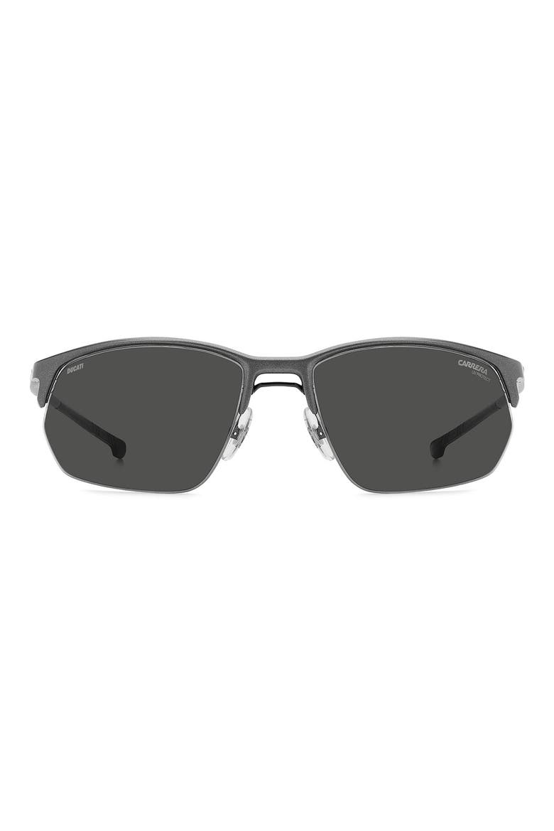 65mm Oversize Rectangular Sunglasses, Main, color, MATTE DARK RUTHENIUM/ GREY