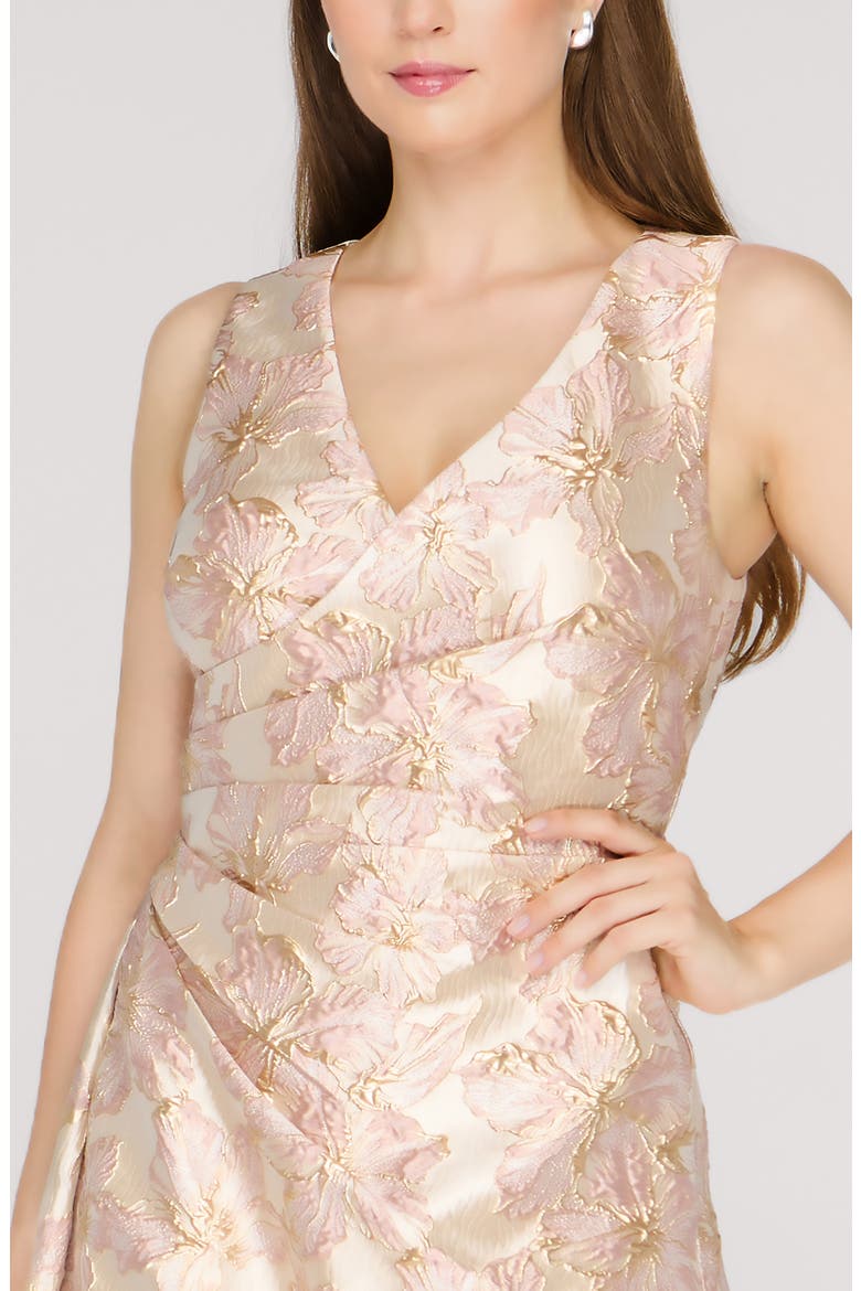 Deborah A-Line Jacquard Gown, Alternate, color, GOLD/ BLUSH