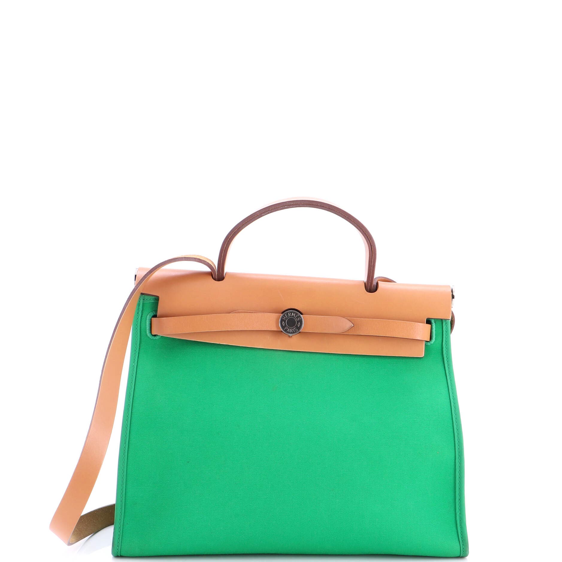 Herbag Zip Leather and Toile 31, Main, color, Green