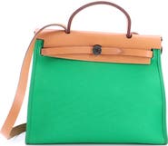 Pre-Owned Hermes Herbag Zip Leather and Toile 31