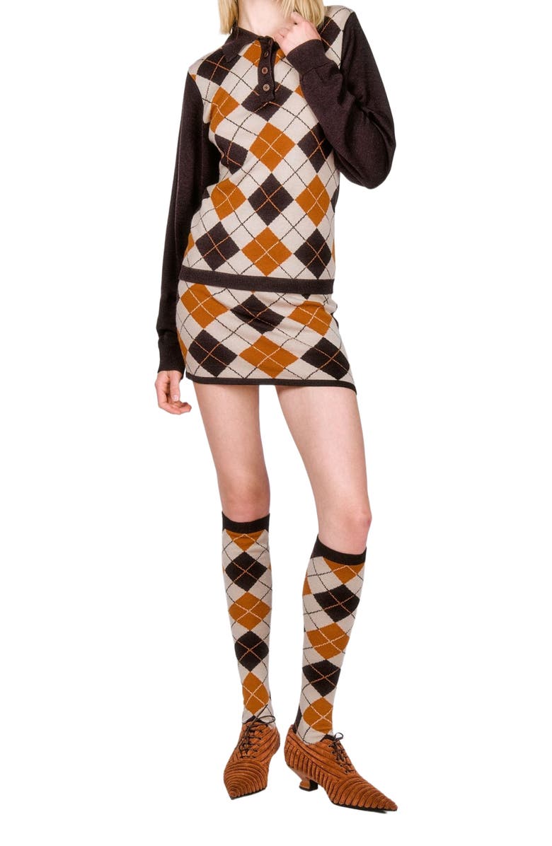 Anna Sui Argyle Knit Skirt, Alternate, color, 