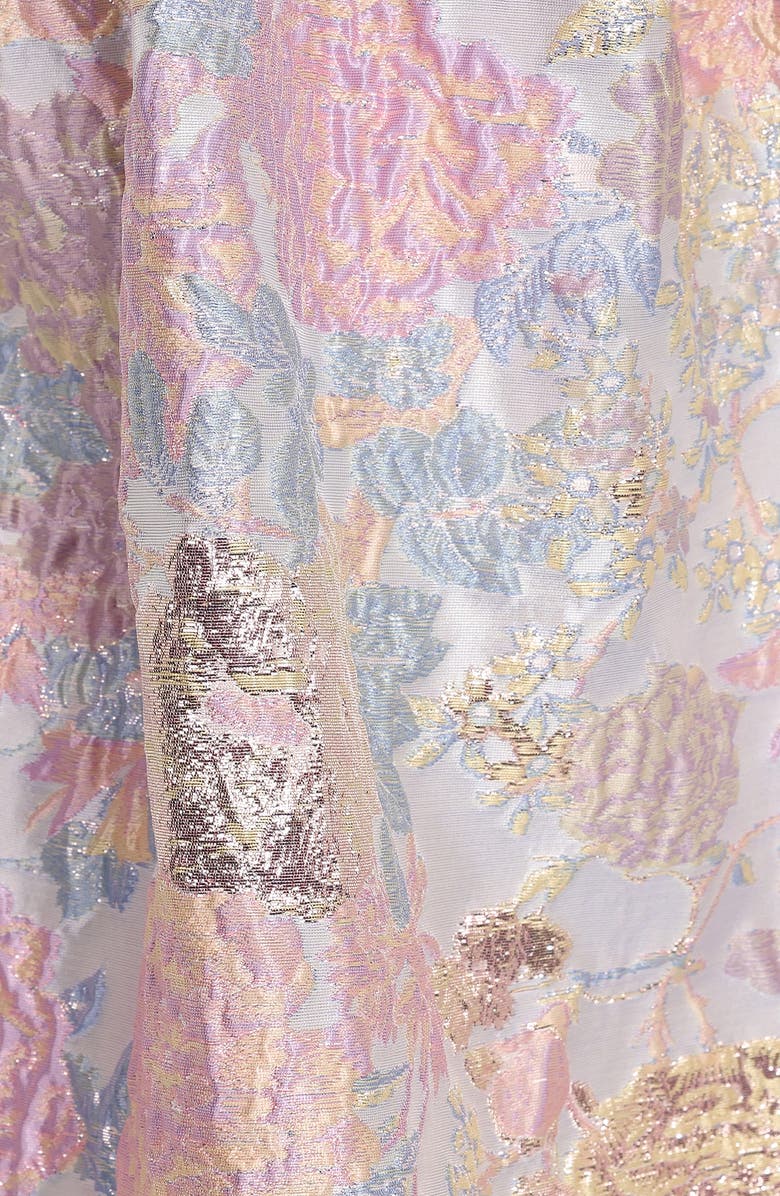 Petal & Pup Betina Bow Front Strapless Jacquard Maxi Dress, Alternate, color, Pale Blue Floral