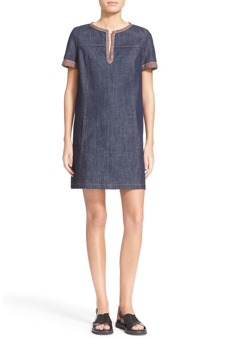Denim Shift Dress, Main, color, INDIGO