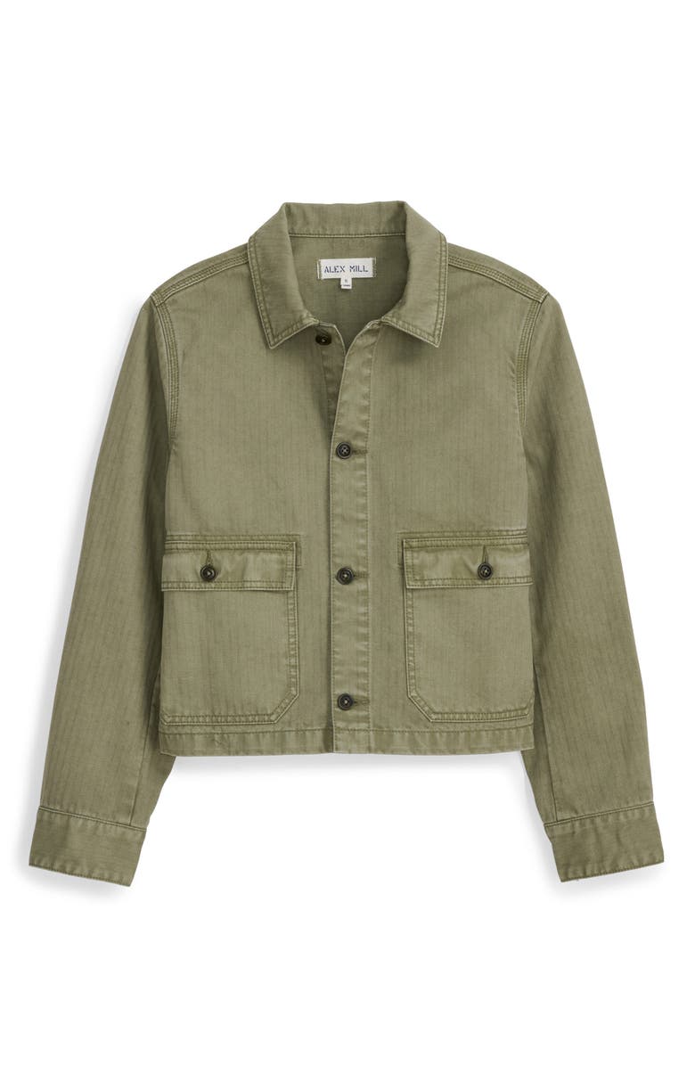 Alex Mill Marfa Crop Herringbone Twill Work Jacket, Alternate, color, Vintage Olive