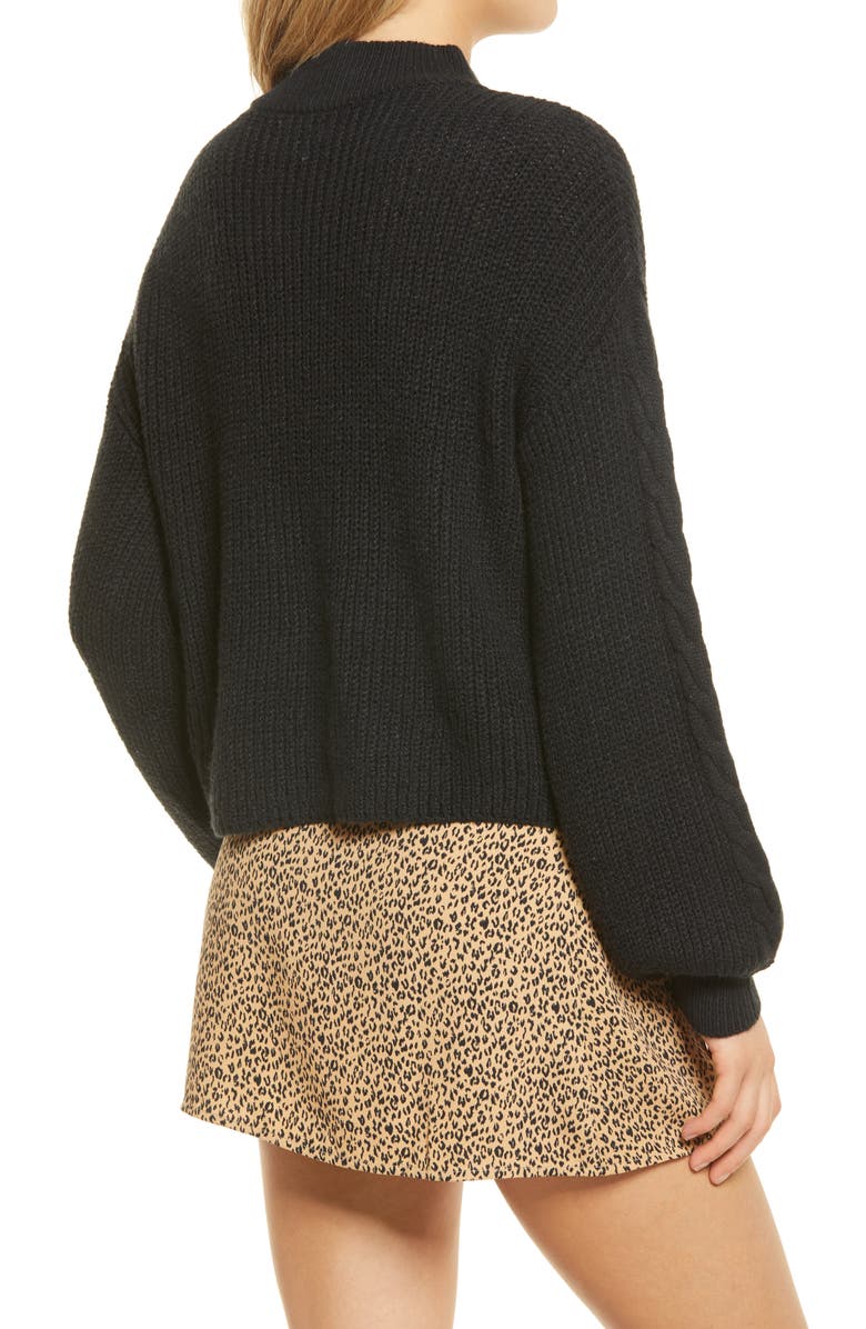 BP. Cable Knit Balloon Sleeve Sweater, Alternate, color,