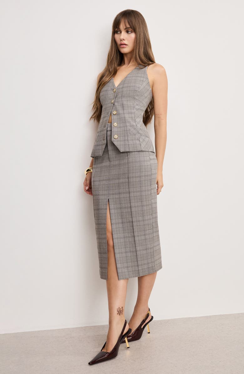 Good American Plaid Midi Skirt, Alternate, color, Glen Plaid001