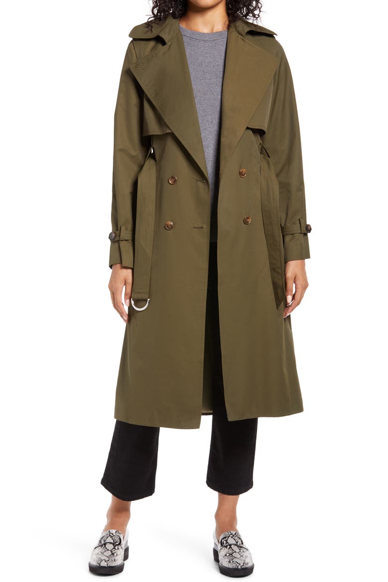 City Trench Coat, Alternate, color, GREEN BALSAM