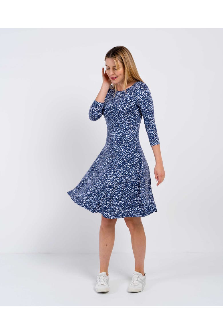 Isla 3/4 Sleeve Dress, Alternate, color, Bright Navy