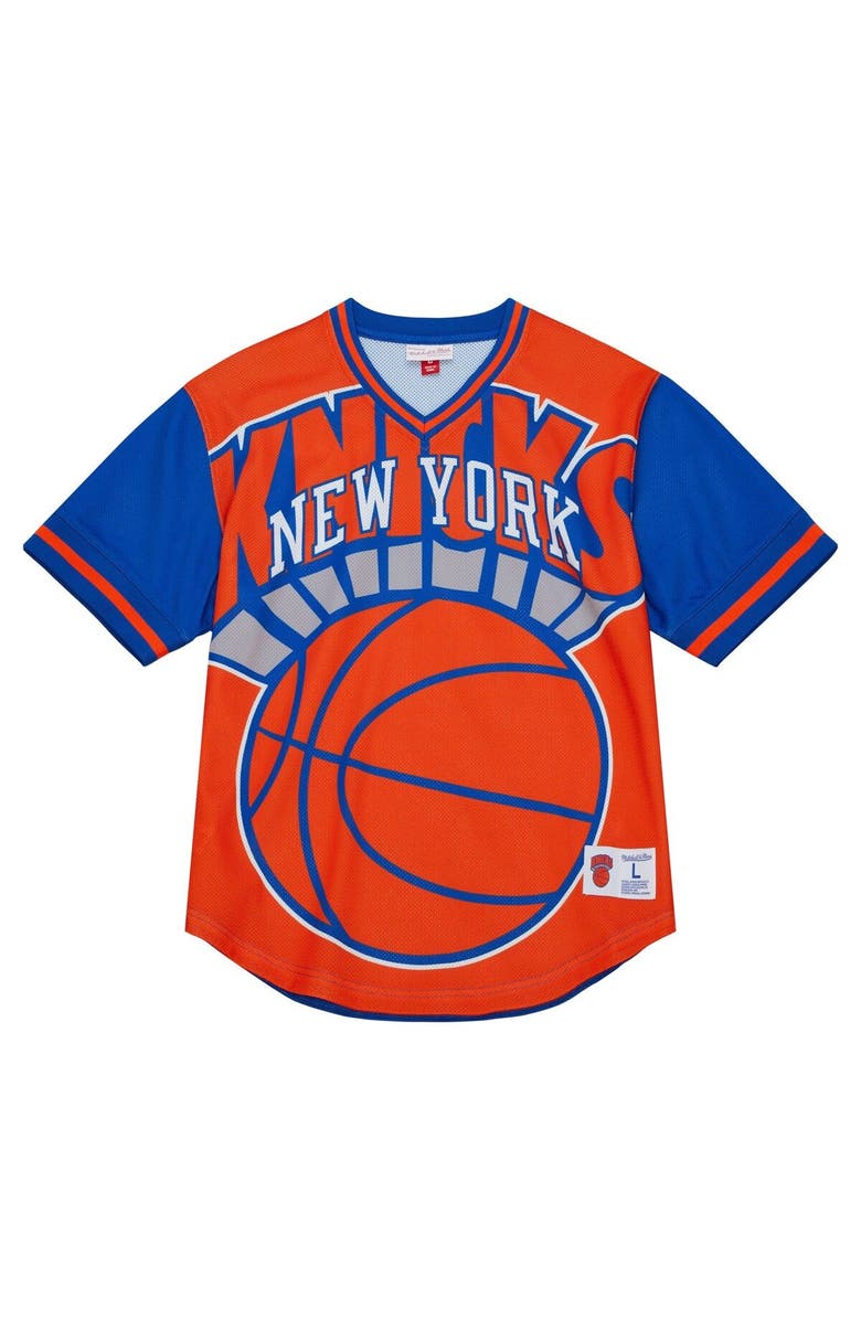 Mitchell & Ness Men's Mitchell & Ness  Orange New York Knicks Jumbotron 3.0 Mesh V-Neck T-Shirt, Alternate, color, Orange