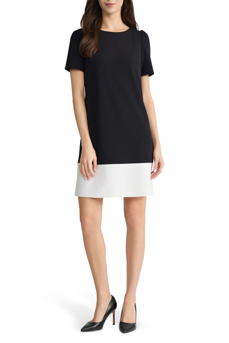 Colorblock Shift Dress, Main, color, BLACK/ LILY WHITE