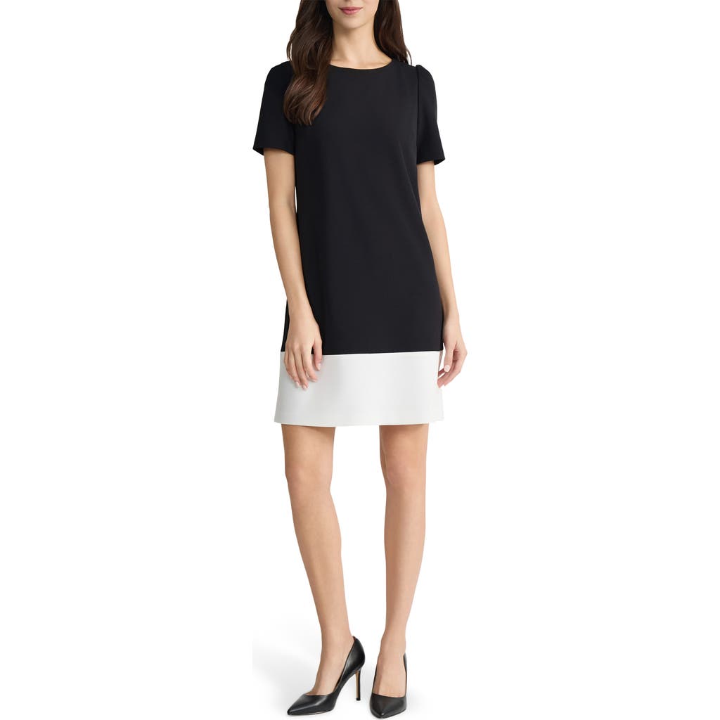 Kasper Colorblock Shift Dress In Black