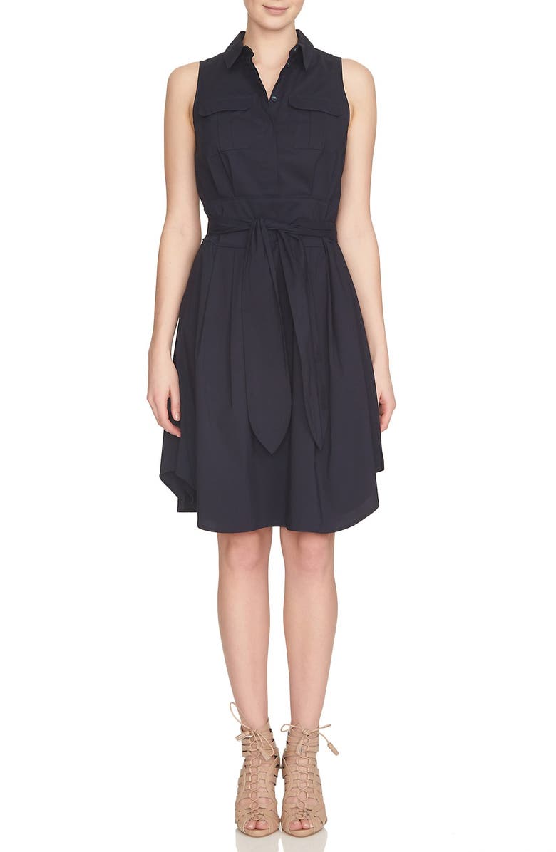 Cynthia Steffe Collared Cotton Blend Fit & Flare Dress, Main, color, 