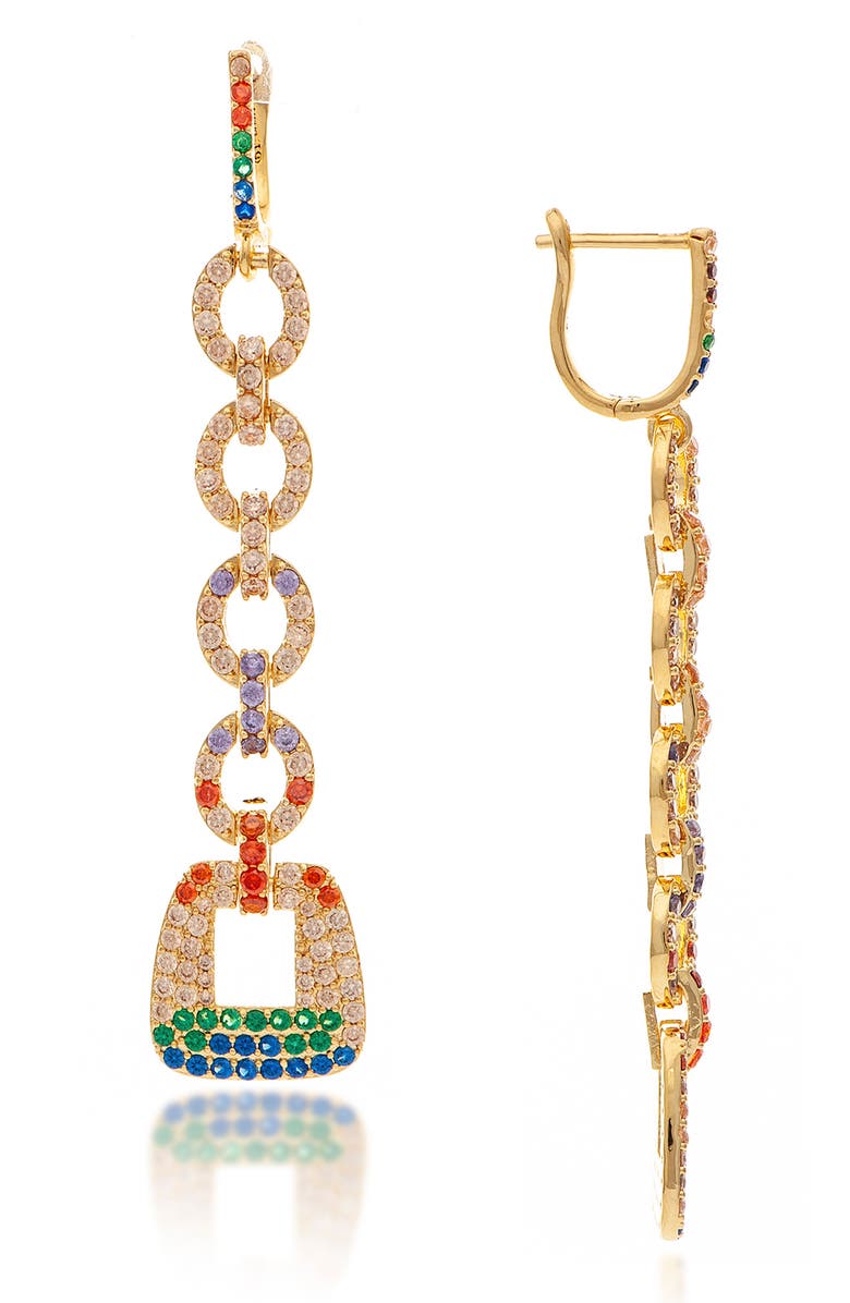 RIVKA FRIEDMAN Rainbow Crystal Link Drop Earrings, Main, color, 