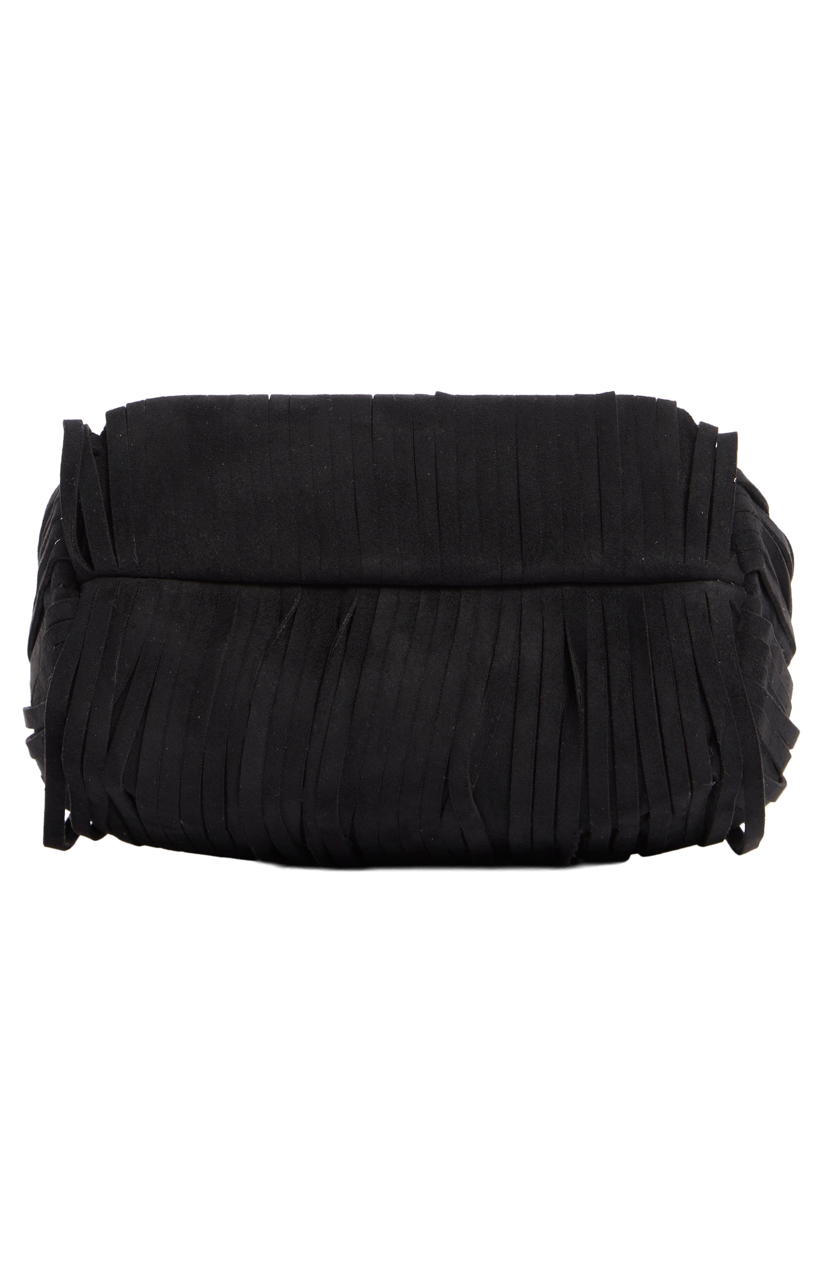 Dolce Vita Fringe Trim Mini Bucket Bag, Alternate, color, Black