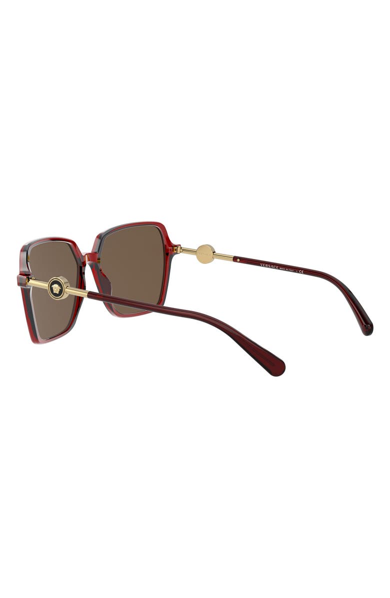 Versace 58mm Square Sunglasses, Alternate, color, Transparent Red / Dark Brown