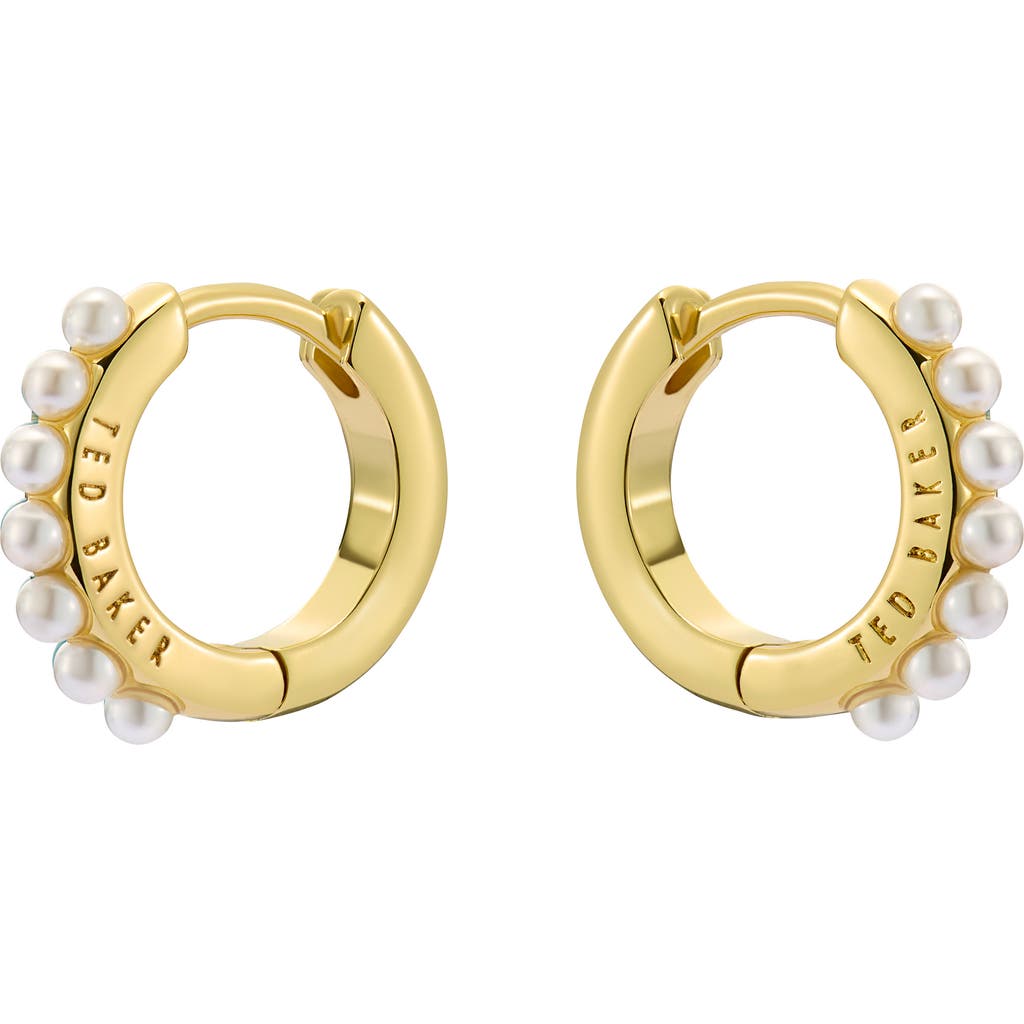 Ted Baker Persia Faux Pearl Huggie Earrings In Gold Tone Pearl