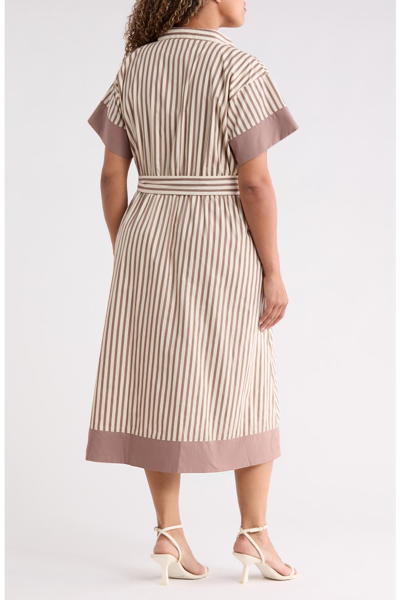 Stripe Midi Shirtdress, Alternate, color, BROWN-CREAM