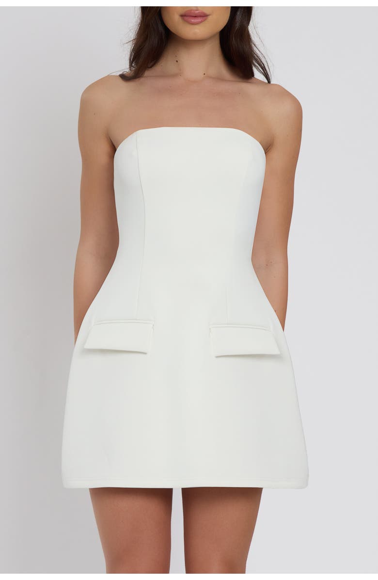 LEAU Solene Strapless Pocket Mini Dress, Main, color, White