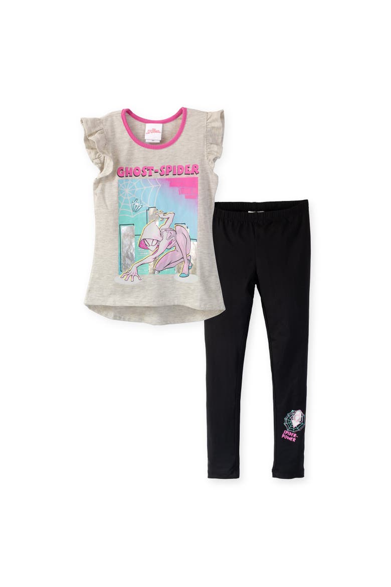 Spider-Gwen Spider-Man T-Shirt & Leggings Set, Main, color, White / Black