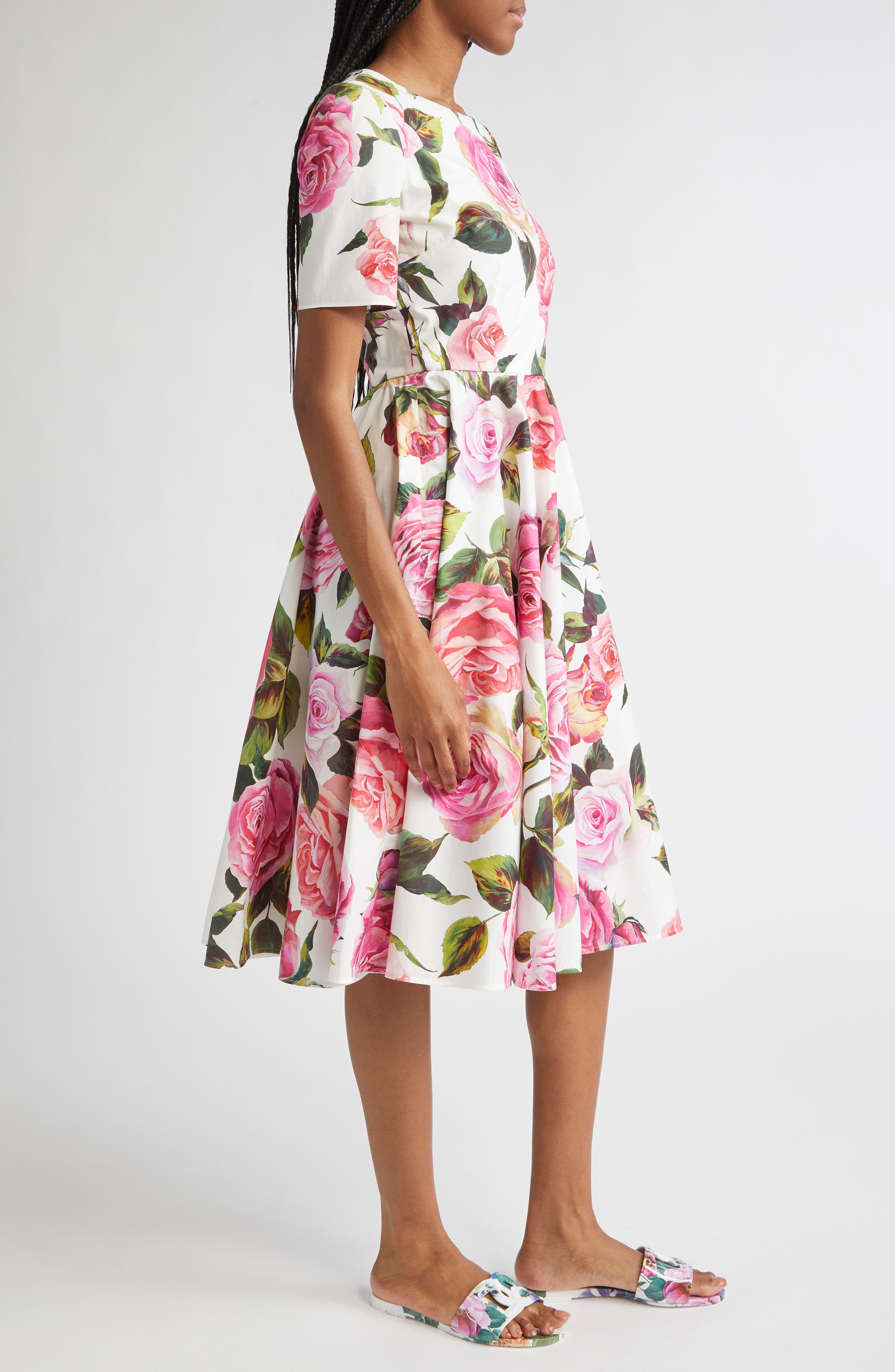 RoseMuse Rose print flare dress white Amazon.com: Floral Strapless